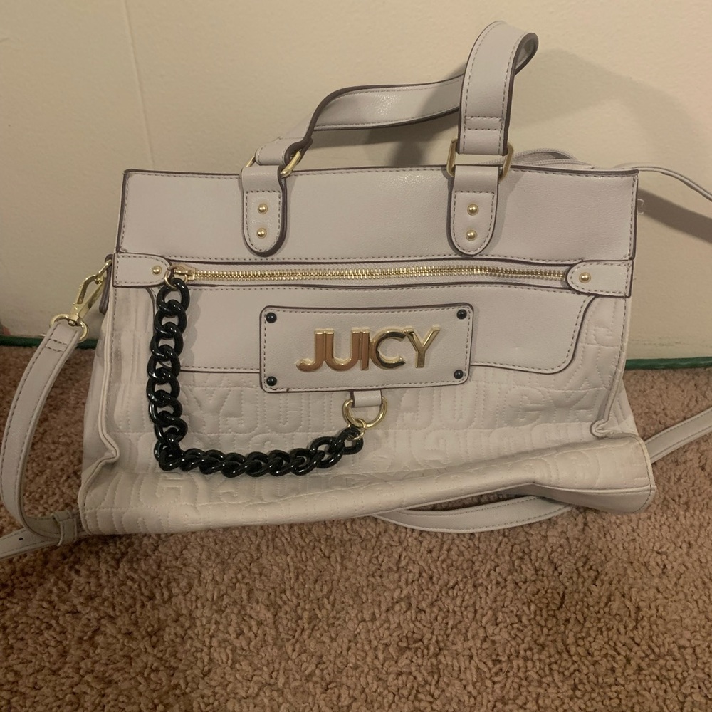 Juicy Couture Light Gray Satchel with Black Chain